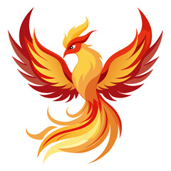 Fototapeta premium Mythical Firebird with Glowing Vector Flame Wings