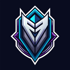 Geometric Esports Logo with Negative Space, Sharp Corners, and Metallic Texture