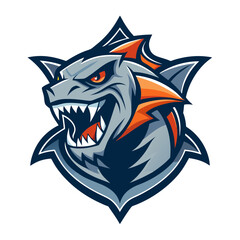 Modern Vector Shark with Aggressive Teeth and Symmetrical Sports Branding Layout