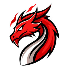 Sleek Red Dragon Logo with Stylized Flames and Bold Compact Composition