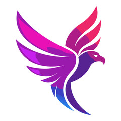 Gradient Falcon/Phoenix Emblem with Purple-to-Pink Hues and Curved Silhouette