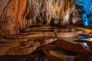 Interior of Domica cave in Slovakia