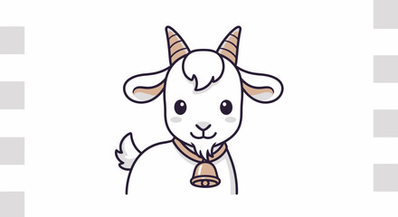 Fototapeta premium Adorable Goat Cartoon Illustration for Children's Books, Educational Material and Farm-Themed Designs, Ideal for Promoting Animal Awareness and Rural Life