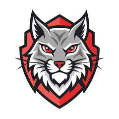Vector Wildcat Icon with Minimalist Crest, Clean Face Definition, and Heraldic Flat Design