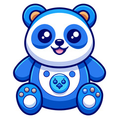Cute Blue Panda Controller Mascot with Soft Shapes, Rounded Paws, and Playful Vector Features