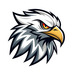 Fierce Eagle Head with Wide Wings in Layered Vector Feathers and Strong Outlines for Heroic Sports Logo