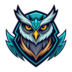 Horned Tribal Owl Emblem with Dramatic Shadows and Highlights
