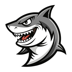 Naklejka premium Aggressive Shark Mascot in Monochrome with Angular Fins