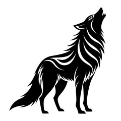 Howling Wolf Silhouette in Minimal Black-and-White Design