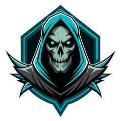Shadowy Cyan-Graded Reaper Crest with Piercing Stare