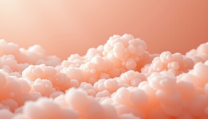 peach cloud fade theme with pale coral with frosted white, velvet peach transition, powdery light flecks, floating airy perspective, soft and calming