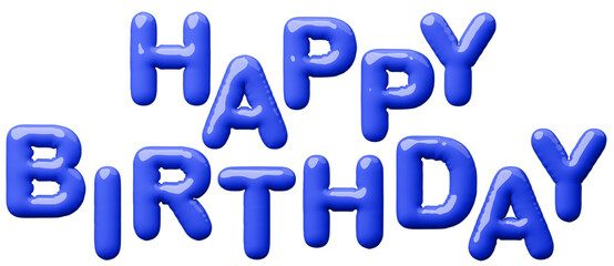 3D画像_風船_HAPPY BIRTHDAY_青