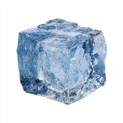 Single ice cube, slightly translucent blue