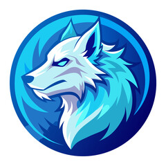 Howling Arctic Wolf with Icy Gradient Fur over Moonlit Fantasy Crest