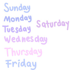 Pastel Color Days of the Week Typography 