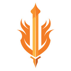 Minimalist Flaming Sword Badge with Gradient Orange and Blade Reflections
