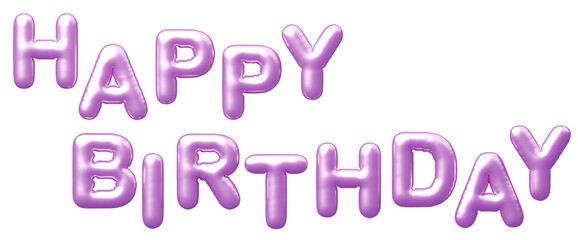 3D画像_風船_HAPPY BIRTHDAY_紫