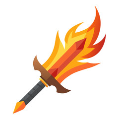 Elemental Fire Sword Icon with Glowing Embers on Clean White Background