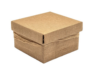 Simple brown cardboard gift box with lid isolated on white background