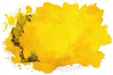 Sunny yellow watercolor blot with dark, blurred edges, creating an abstract texture