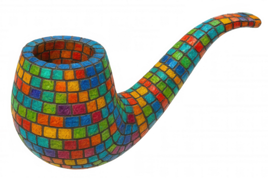 Vibrant glass mosaic smoking pipe showcasing intricate artisan design against transparent backdrop