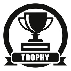 Flat Black Trophy Silhouette with Circular Frame and Bold Typography for Tournament or Ranking Systems