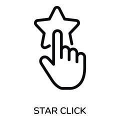 Fototapeta premium Hand clicking star icon representing favorite selection or rating and feedback option online usage vector silhouette