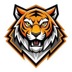 Highly Detailed Tiger Head in Sharp Angles with Saturated Accents for Powerful Team Identity