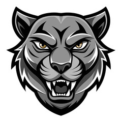 Grayscale Panther Face with Sharp Contours and Minimalist Shading for Strong Impact