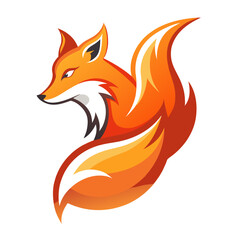 Fototapeta premium Flame-Leaping Fox Icon with Warm Gradient Fills and Smooth Minimal Form