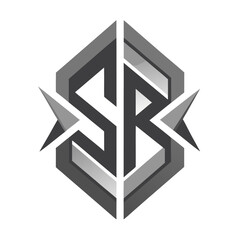 Intertwined S and R Monogram with Geometric Grayscale Contrast and Hard Angles for Esports Branding