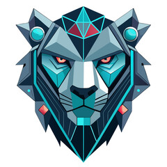 Fototapeta premium Futuristic Robotic Polygonal Lion Head with Circuitry Details