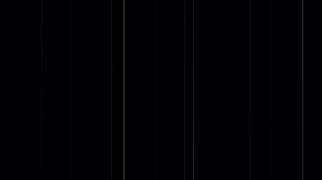 Animation of glitching and flashing appearence of vertical lines on black background 
