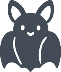 Simple Cartoon Style Cute Bat Silhouette Flat Icon Graphic Illustration
