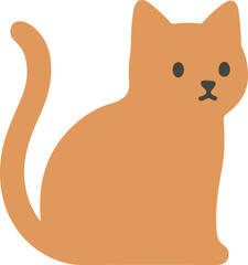 Simple Flat Orange Domestic Cat Silhouette Illustration Graphic Element