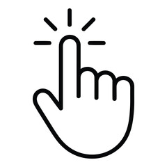 Hand pointing finger with rays emanating from the fingertip indicating selection action icon style  vector silhouette