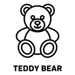 Simple line drawing of a teddy bear with round features and a friendly face for children's design  vector silhouette