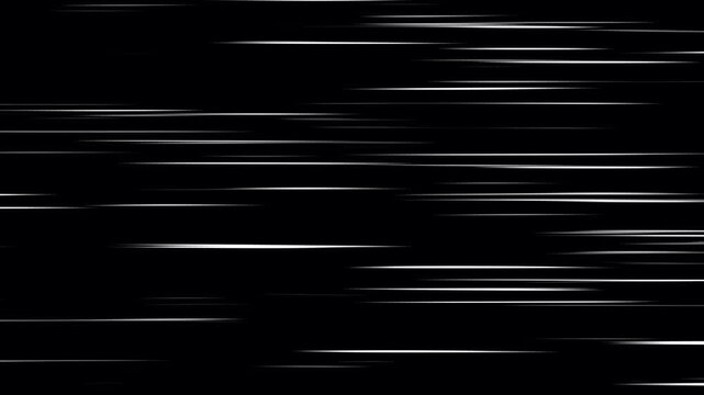 Slow motion animation of glitching and flashing appearence of bold horizontal lines movement on dark background 