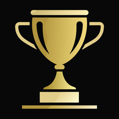 Classic Gold Trophy Silhouette with Bold Serif Font on Black