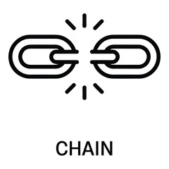 Broken chain link represents vulnerability and disconnection in a simple black and white design  vector silhouette