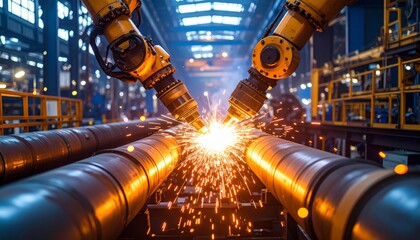 Advanced Robotic Arm Welding in Modern Manufacturing Facility