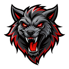 Aggressive Animal Head with Dynamic Fur Lines and Glowing Red Eyes