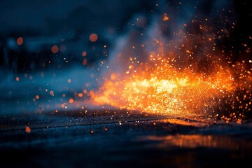 Bright Sparkling Gold Particles on Dark Surface Creating Dynamic Light Effect