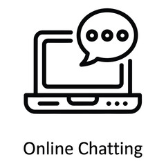 Laptop with speech bubble icon representing online communication and digital conversation tool usage  vector silhouette