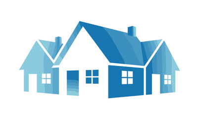 Discover modern blue house icons perfect for real estate branding, property listings, and mortgage services, symbolizing home ownership and investment growth.