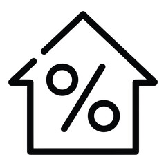 House icon with percentage symbol representing mortgage rates and real estate market trends analysis  vector silhouette
