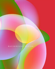 Abstract colorful shapes overlap, creating vibrant visual effect. Soft gradients blend, forming modern background design.
