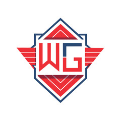 Minimalist Sports Emblem with Overlapping “W” and “G” Initials in Rounded Linework and Modern White Space