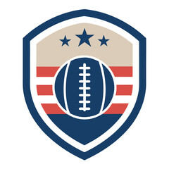 Vintage American Football Badge in Flat Design with Minimal Ball Icon and Symmetrical Layout