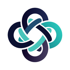 Abstract Teal and Navy Link Symbol with Interlocked Curves for Medical or Team Branding